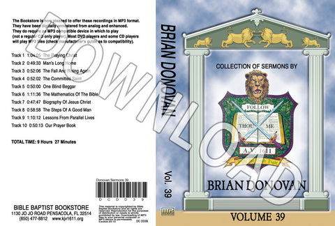 Brian Donovan: Sermons, Volume 39 - Downloadable MP3