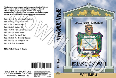 Brian Donovan: Sermons, Volume 41 - Downloadable MP3