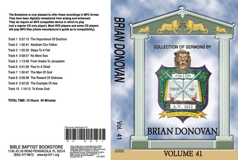 Brian Donovan Sermons on MP3 - Volume 41