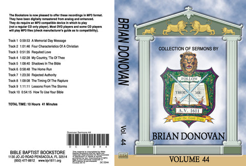 Brian Donovan Sermons on MP3 - Volume 44