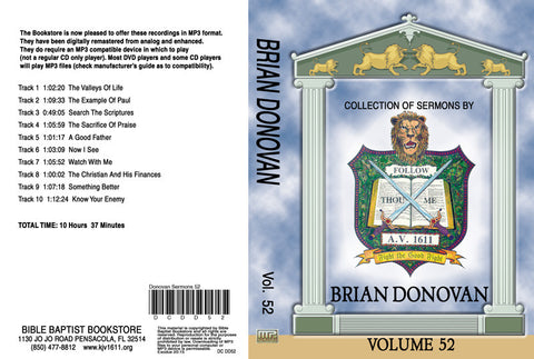 Brian Donovan Sermons on MP3 - Volume 52