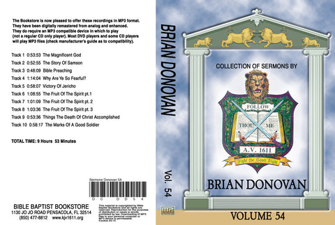 Brian Donovan Sermons on MP3 - Volume 54
