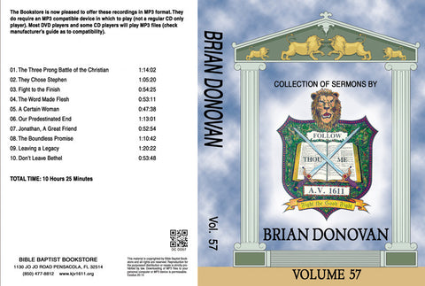 Brian Donovan Sermons on MP3 - Volume 57