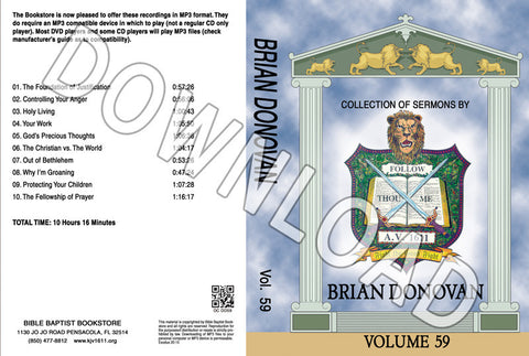 Brian Donovan: Sermons, Volume 59 - Downloadable MP3