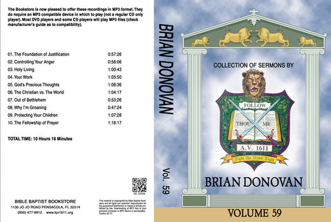 Brian Donovan Sermons on MP3 - Volume 59