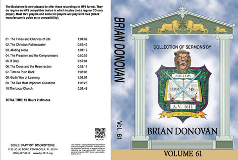 Brian Donovan Sermons on MP3 - Volume 61