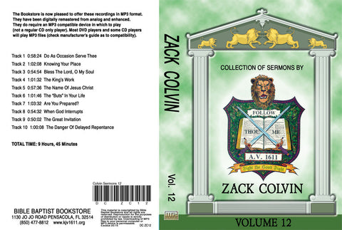 Zack Colvin Sermons on MP3 - Volume 12