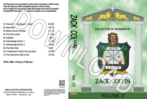 Zack Colvin: Sermons, Volume 17 - Downloadable MP3