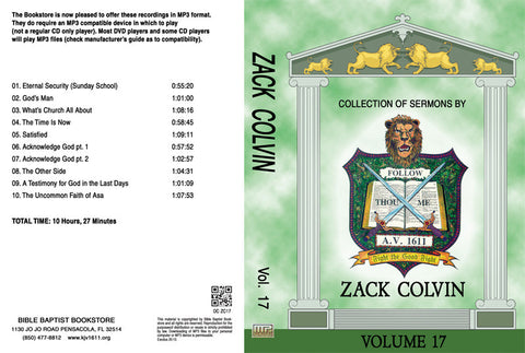 Zack Colvin Sermons on MP3 - Volume 17