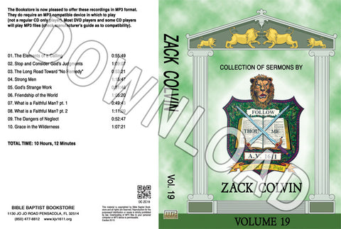 Zack Colvin: Sermons, Volume 19 - Downloadable MP3