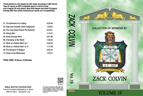 Zack Colvin Sermons on MP3 - Volume 19