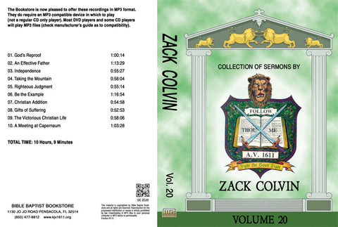 Zack Colvin Sermons on MP3 - Volume 20
