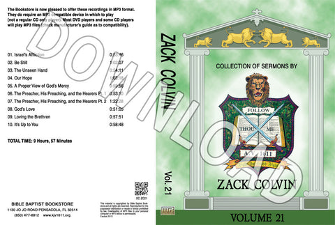 Zack Colvin: Sermons, Volume 21 - Downloadable MP3