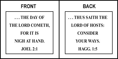 Scripture Sign - Joel 2:1 and Haggai 1:5