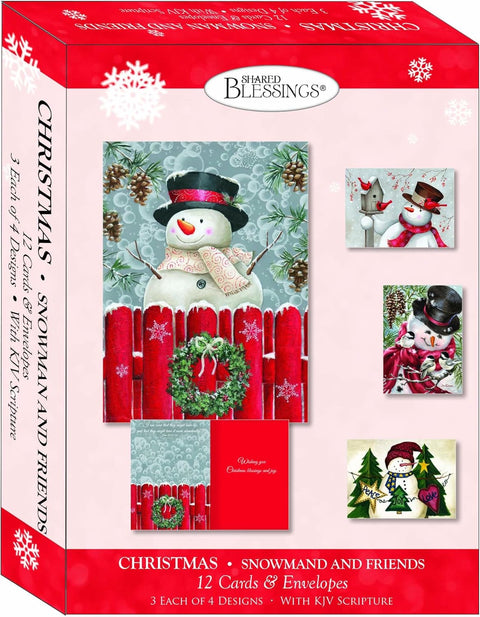 Snowman & Friends Assorted Christmas Cards (12-pack)