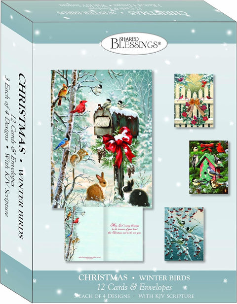 Winter Birds Assorted Christmas Cards (12-pack)