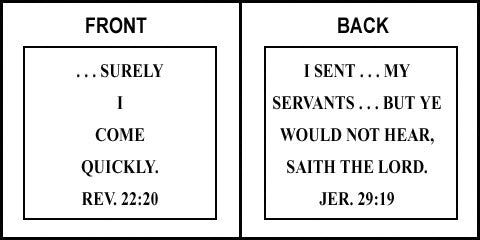 Scripture Sign Revelation 22:20 and Jeremiah 29:19