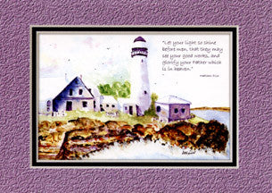 KJV Scripture Blank Greeting Cards - Lighthouse
