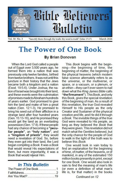 Bible Believers' Bulletin, March 2026 Downloadable PDF