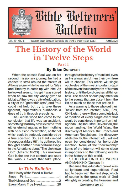 Bible Believers' Bulletin, April 2026 - Downloadable PDF
