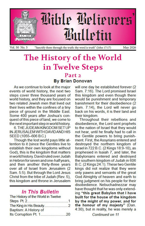 Bible Believers' Bulletin, May 2026 - Downloadable PDF