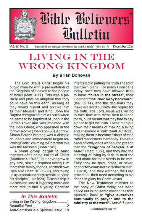 Bible Believers' Bulletin, December 2024 - Downloadable PDF