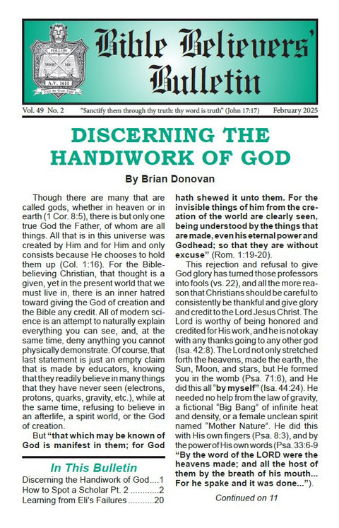 Bible Believers' Bulletin, February 2025 - Downloadable PDF