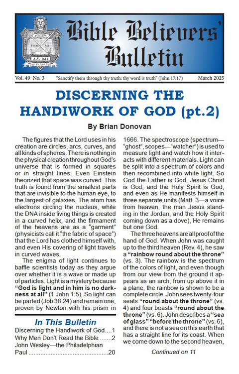 Bible Believers' Bulletin, March 2025 Downloadable PDF