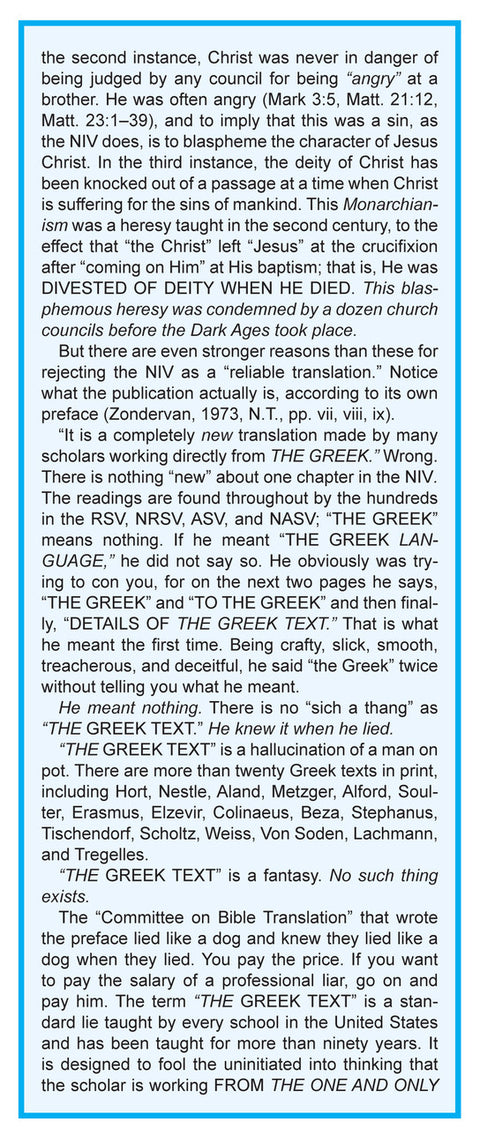 Critique of the NIV - Tract