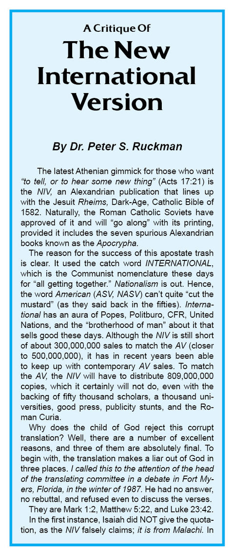 Critique of the NIV - Tract