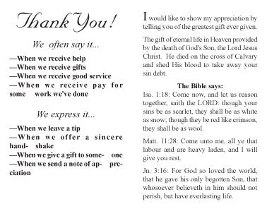 Thank You! - Tract