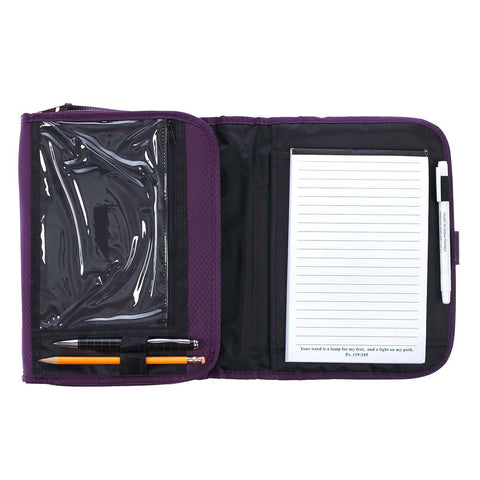 Bible Cover Organizer Purple Floral Faith - Cotton Canvas (7" x 9.75" x 1.75")