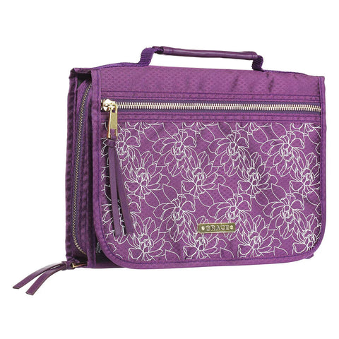 Bible Cover Organizer Purple Floral Faith - Cotton Canvas (7" x 9.75" x 1.75")